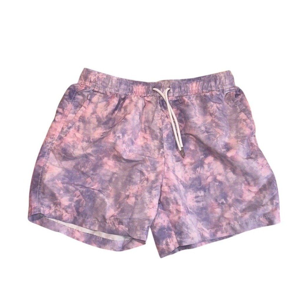 Forever 21 Mens Purple Pink Tie Dye Swim Trunks Shorts Size Large L Drawstring